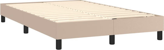 Bett Halb-Doppelbett Mit Kunstleder bezogen Cappuccino mit Latten & Matratze 120x200cm