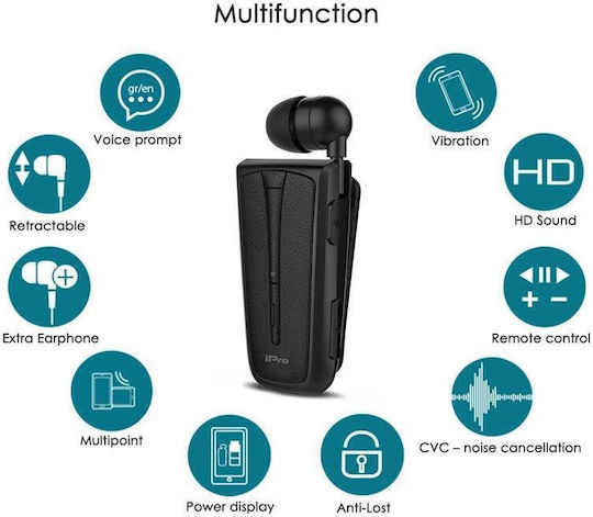 iPro RH219s In-ear Bluetooth Handsfree Ακουστικά Μαύρο / Μπλε