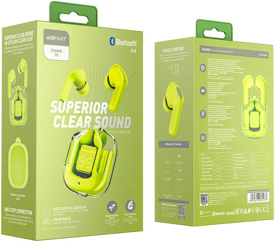 Acefast T6 In-ear Bluetooth Handsfree Căști cu Rezistență la Transpirație și Carcasă de Încărcare Youth Green