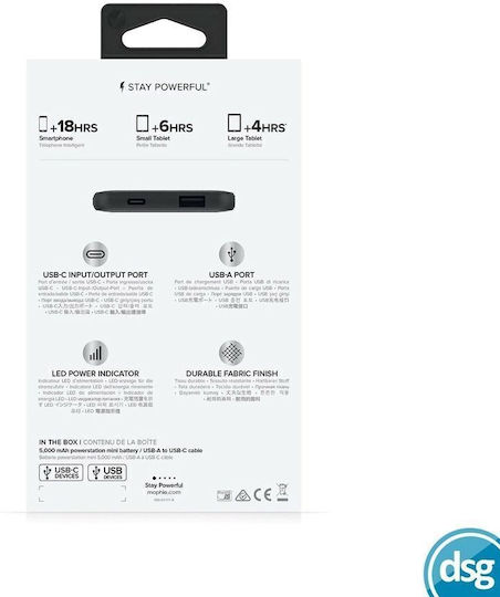 Mophie Powerstation Mini 5000mAh mit USB-A Anschluss und USB-C Anschluss Schwarz