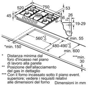 Bosch Plită pe Gaz Autonom 75x52εκ. Argintiu