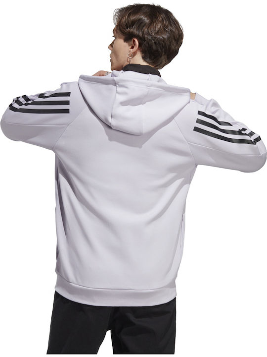 adidas Future Icons 3-Stripes Full Ζακέτα Γκρι με Κουκούλα