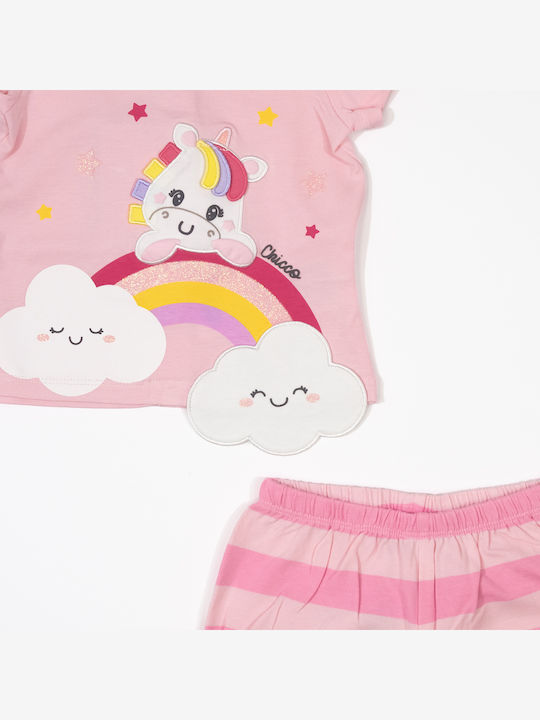 Kids' Set with Shorts Summer 2pcs Pink Unicorn