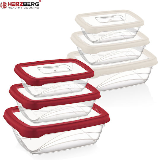 Herzberg Set Plastic Lunch Boxes Beige 3 Pieces