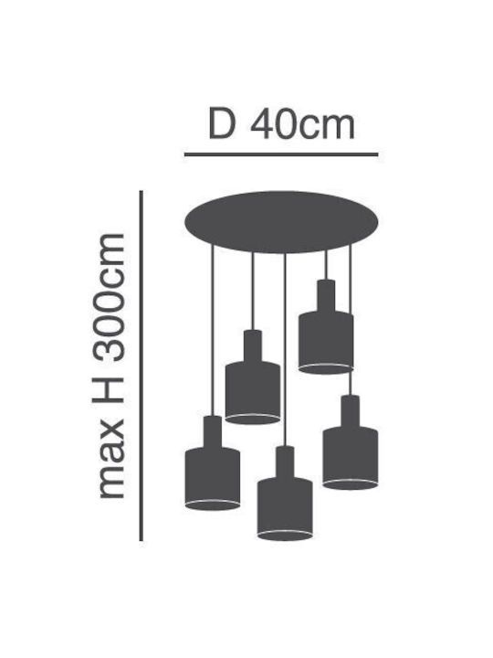 Home Lighting Pendant Suspension for 6 Bulbs E27 Gray