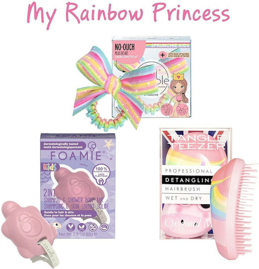 Tangle Teezer My Rainbow Princess Care Set & Invisibobble Kids Kids Hair Accessories & Tangle Teezer Small Original Children Pink Unicorn Kids Hairbrush 3+ Years