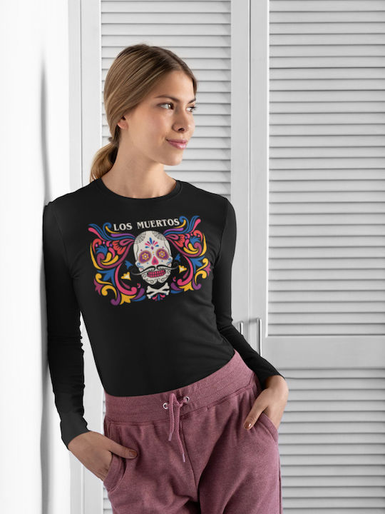 Los Muertos long sleeve w T-shirt - BLACK