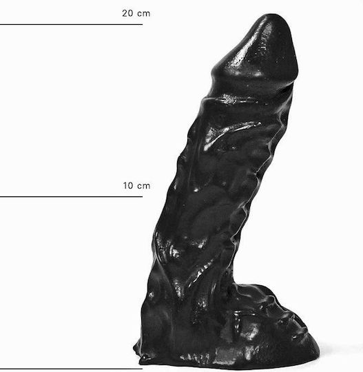 All Black Enigma Glass Dildo with Scrotum Black 23cm
