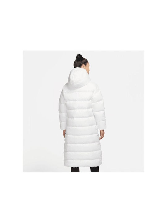 Nike Sportswear Therma Fit City Women's Long Puffer Jacket for Winter with Hood White DH4081-100