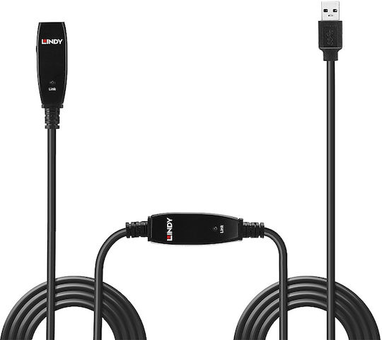 Lindy USB 2.0 Кабел USB-A мъжки - USB-A женски Черен 15м 43322
