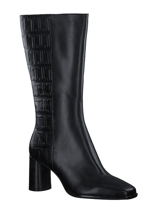 Tamaris Leather Women's Boots with Medium Heel Black