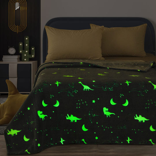 Blanket Fleece Jurassic Glowing Blue 160x220cm