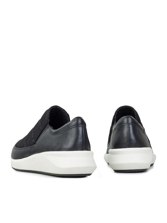 Un Rio Spark Γυναικεία Slip-On Δερμάτινα Μαύρα