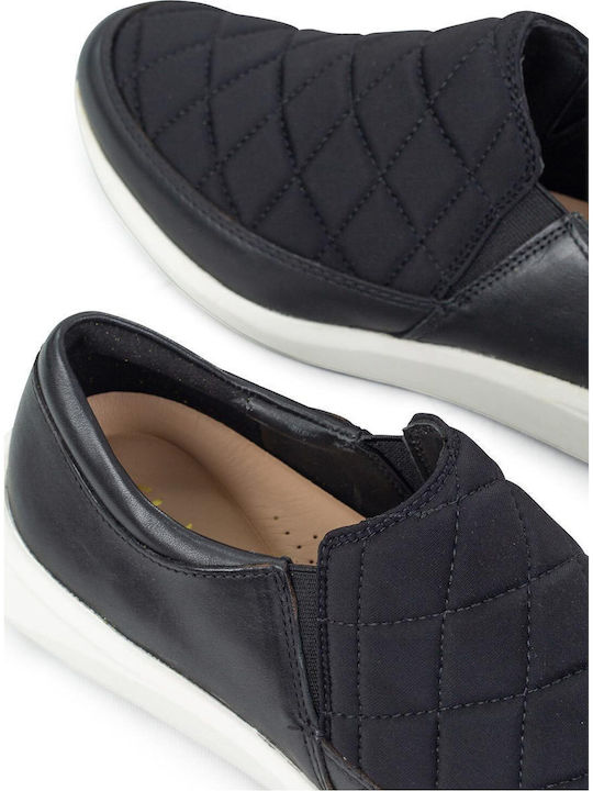 Un Rio Spark Γυναικεία Slip-On Δερμάτινα Μαύρα