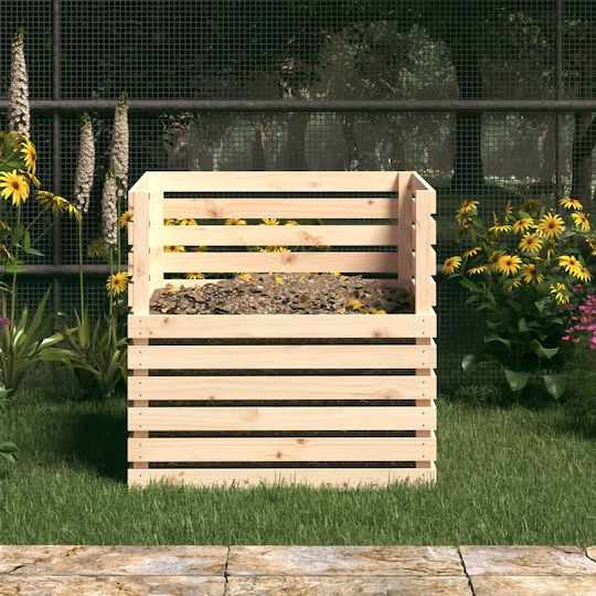 822187 Wooden Open Type Composter Brown 80x80x78cm of Solid Pine Wood