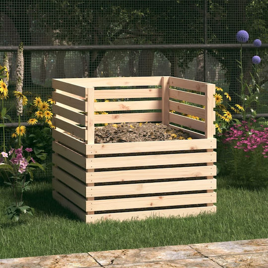 822187 Wooden Open Type Composter Brown 80x80x78cm of Solid Pine Wood