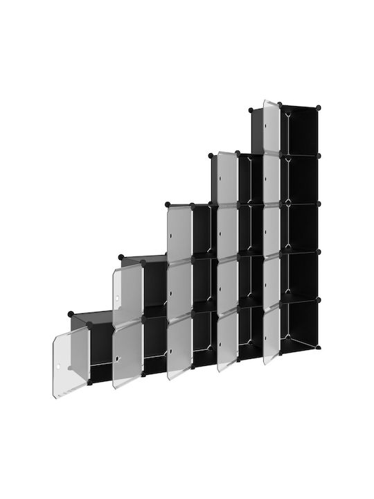 vidaXL Plastic Storage Box Black 15pcs