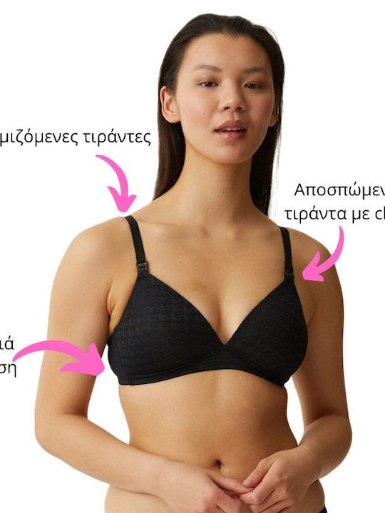 Naturana Maternity & Nursing Bra with Clips Black
