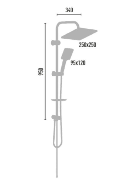 DuscheLine Pera Duschsäule mit Wannenbatterie 95cm Silber