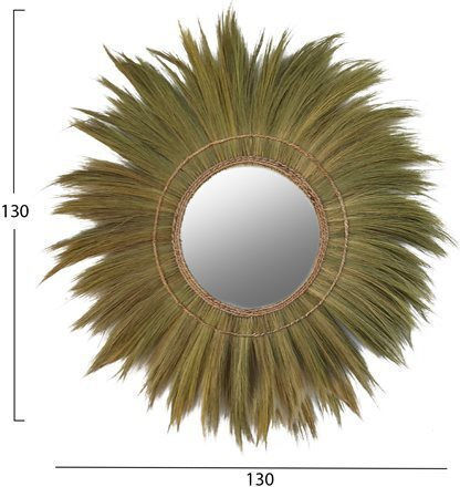 HomeMarkt HM7734 Wandspiegel Aus Bananenfaser Vollkörper Grün Durchmesser 130cm