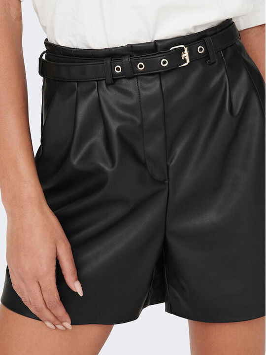 Heidi Women's Leather High-waisted Shorts Black