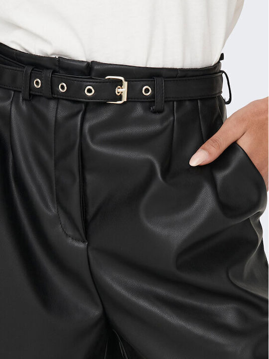 Heidi Women's Leather High-waisted Shorts Black