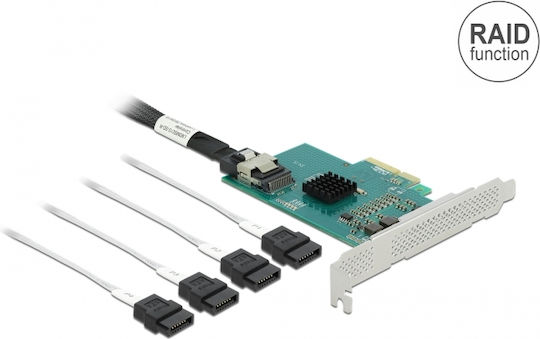 DeLock PCI Express προς 4xSATA 6 Gb/s Silver (89051)
