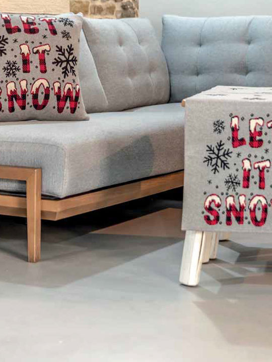Liolios Home Christmas Decorative Pillow Let It Snow Square Gray 50x50cm