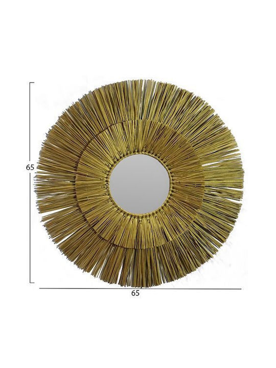 HomeMarkt Wall Mirror Mendong Grass with Gold Frame Diameter 65cm 1pcs