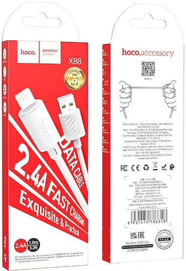 Hoco X88 USB-A zu Lightning Kabel Weiß 1m