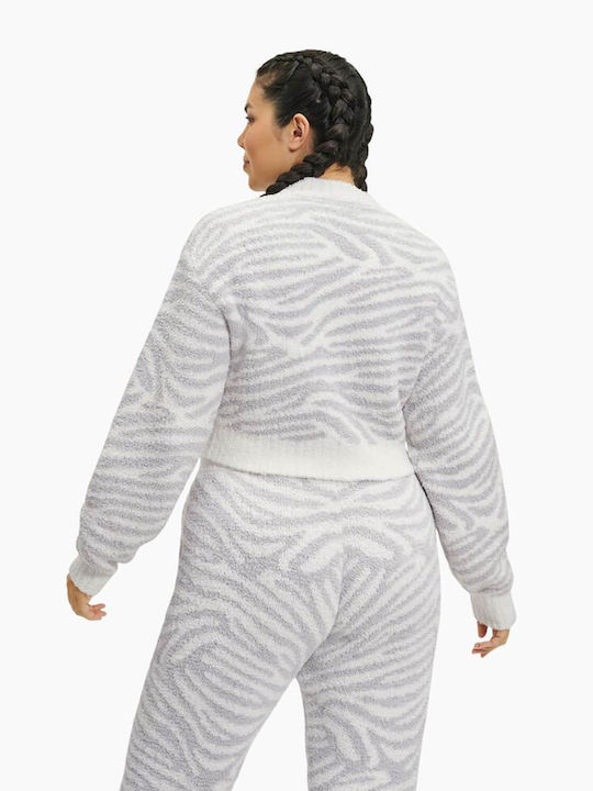 Ugg Australia Women's Long Sleeve Sweater Animal Print White