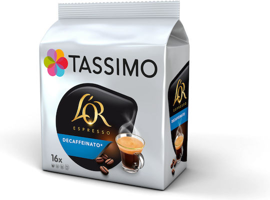 Tassimo Κάψουλες Espresso L'Or Espresso Decaffeinato Decaffeine Συμβατές με Μηχανή Tassimo 16caps