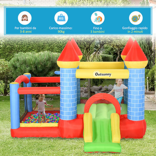 Outsunny Φουσκωτό Giant Castle Κάστρο με Τσουλήθρα για 3-8 Ετών