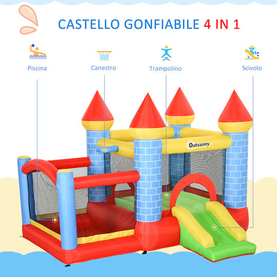 Outsunny Φουσκωτό Giant Castle Κάστρο με Τσουλήθρα για 3-8 Ετών