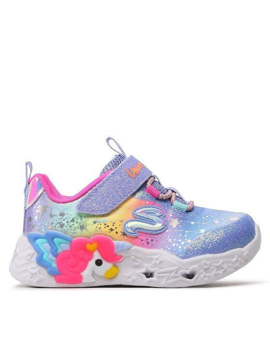 Skechers Παιδικά Sneakers Unicorn Charmer Twilight Dream με Σκρατς & Φωτάκια για Κορίτσι Λιλά