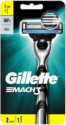 Gillette Mach3 Ανταλλακτικές Κεφαλές με 3 Λεπίδες και Λιπαντική Ταινία 2τμχ