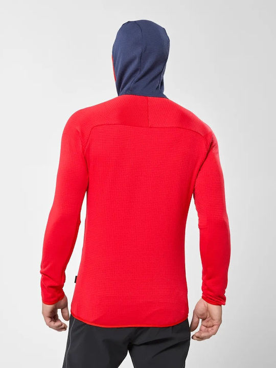 Ανδρική Ζακέτα Fleece με Κουκούλα Κόκκινη