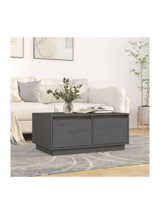 Rectangular Solid Wood Coffee Table Gray L80xW50xH35cm