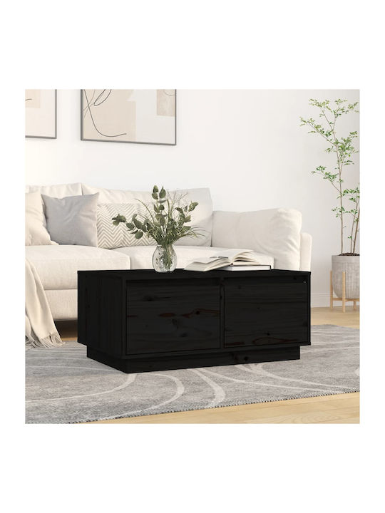 Rectangular Solid Wood Coffee Table Black L80xW50xH35cm