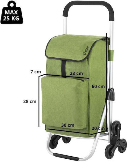 Cruiser Foldable Fabric Shopping Trolley Green 47x33x97cm