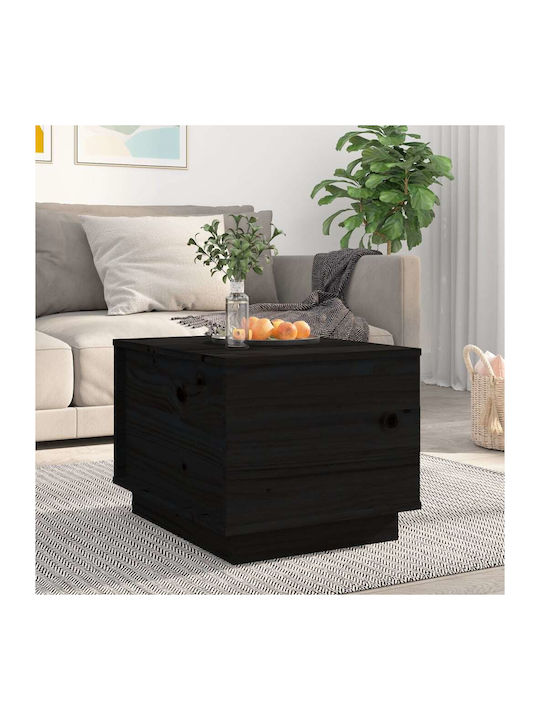 Rectangular Side Table from Solid Wood with Butler Black L40xW50xH35cm.