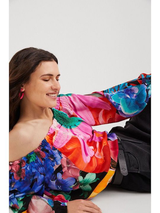 M. Christian Lacroix Γυναικείο Καλοκαιρινό Crop Top Off-Shoulder Μακρυμάνικο Floral Πολύχρωμο