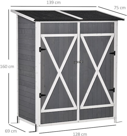 Hölzernes Lagerhaus Gray Offen B1.39xT0.75xH1.6m