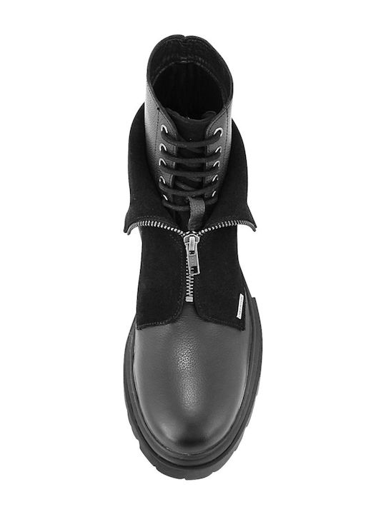 Lajes Leather Black Boots with Zipper