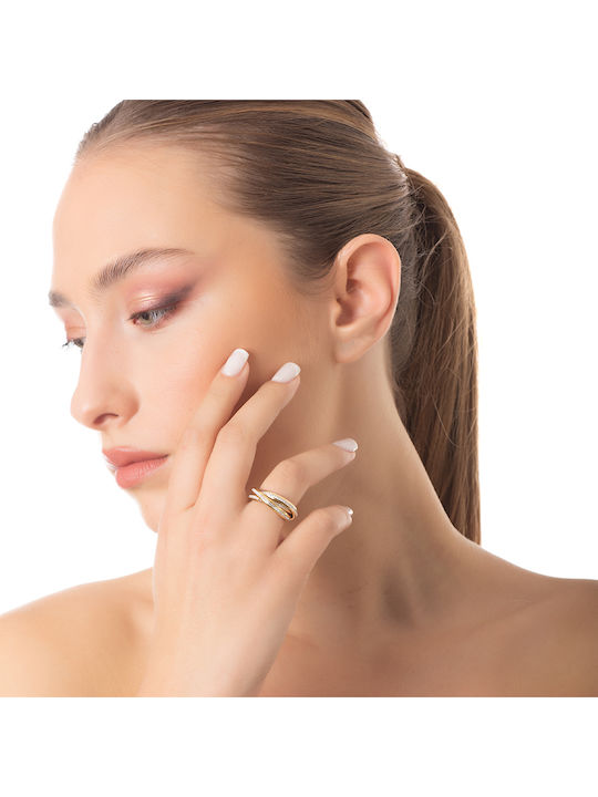 Oxzen Damen Ring Spinner aus Stahl Vergoldet