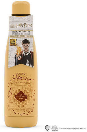 Cinereplicas Marauder’s Map Sticlă Pentru Copii Termos Harry Potter Din Oțel Inoxidabil Cu Capac Cu Filet Antivărsare Bej 500ml