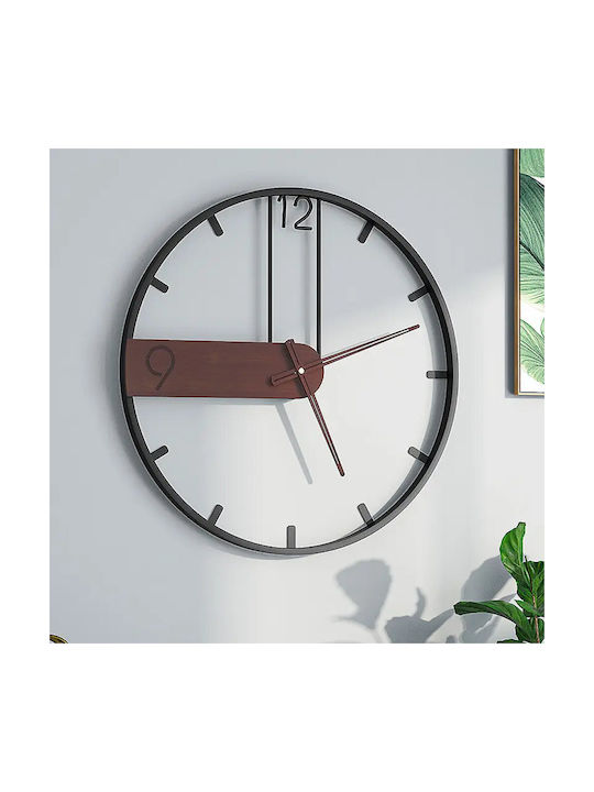 Led7 Maori-W Wall Clock Metallic Black Ø53cm