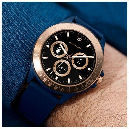 Harry Lime HA07 Aluminium 46mm Smartwatch με Παλμογράφο (Μπλε)