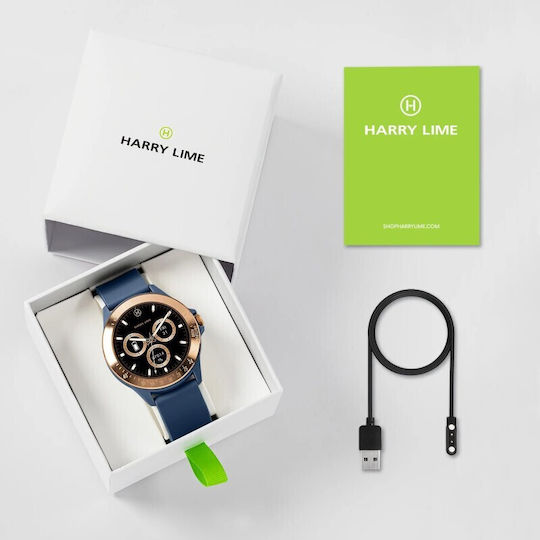 Harry Lime HA07 Aluminium 46mm Smartwatch με Παλμογράφο (Μπλε)