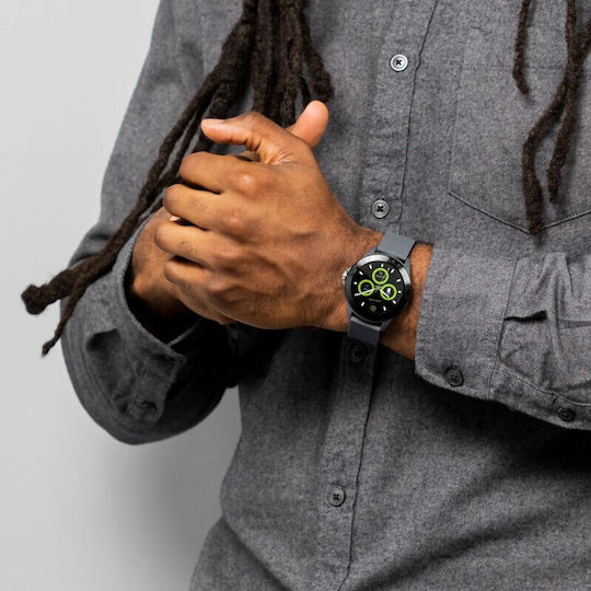 Harry Lime HA07 Aluminium 44mm Smartwatch με Παλμογράφο (Black / Grey Silicone)